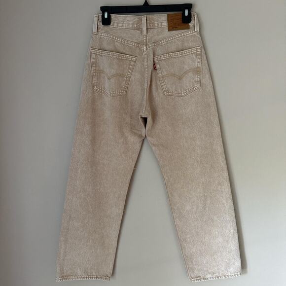 levis 501 90s premium beige acid wash straight leg jeans - Picture 5 of 7
